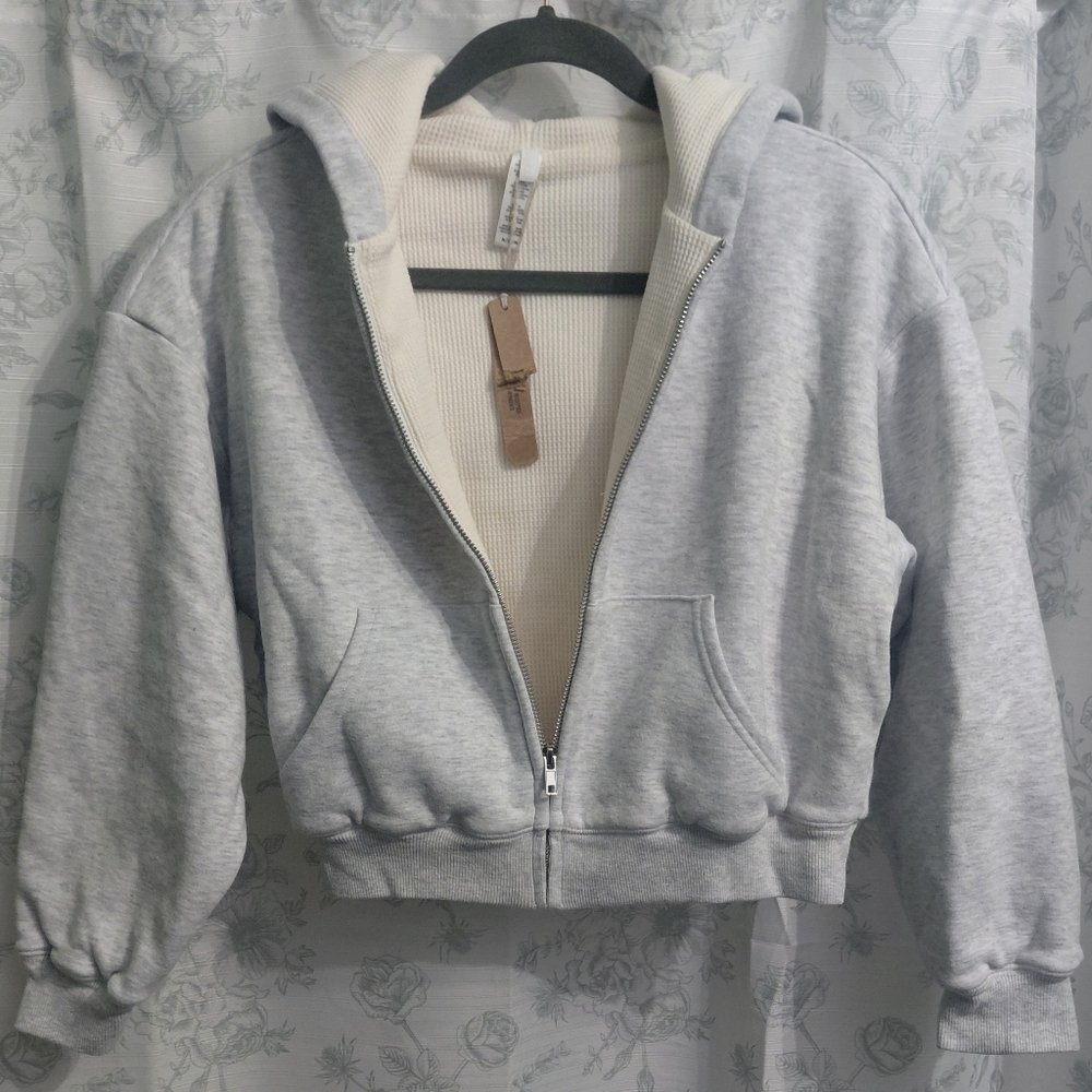 Skims Waffle Cropped Zip Up - Picture 2 of 5